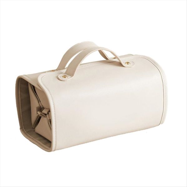 Large Capacity Travel Makeup Bag Organizer Pouch Creamy White