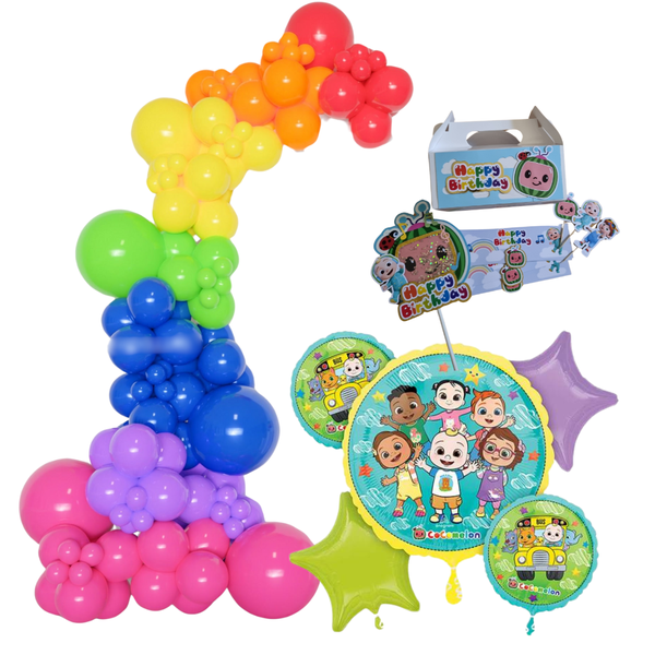 289 Piece Cocomelon themed Balloon Garland Kit with Party Decorations