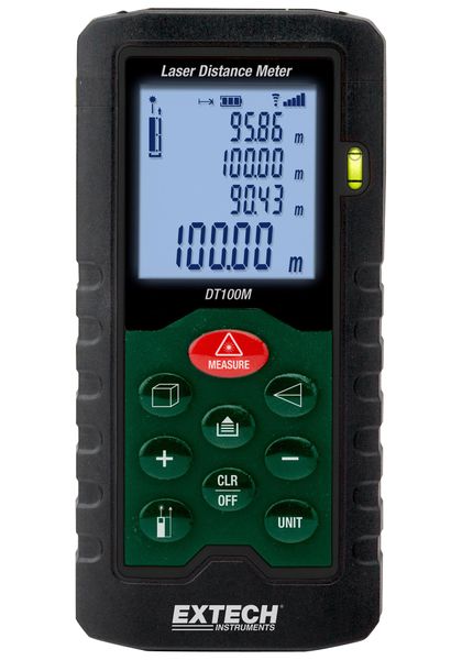 Extech (DT100M) Laser Distance Meter, 0.05m to 100m, 2mm, LCD