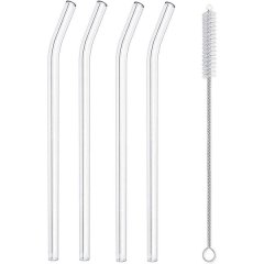 TAKMEHOME Reusable Borosilicate Glass Straw Set With Cleaning Brush