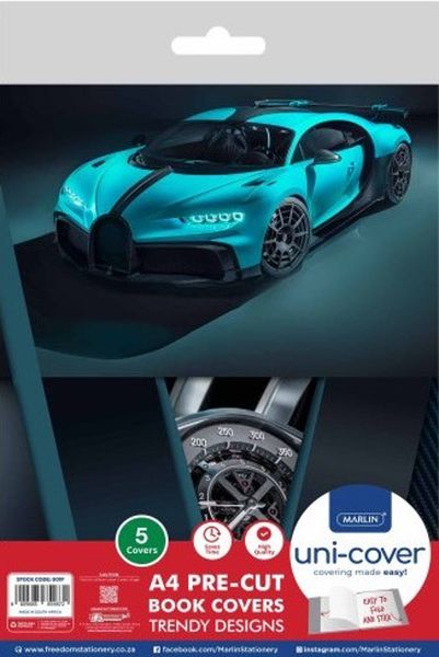 Marlin A4 Bugatti Precut Book Covers - 5 Pack