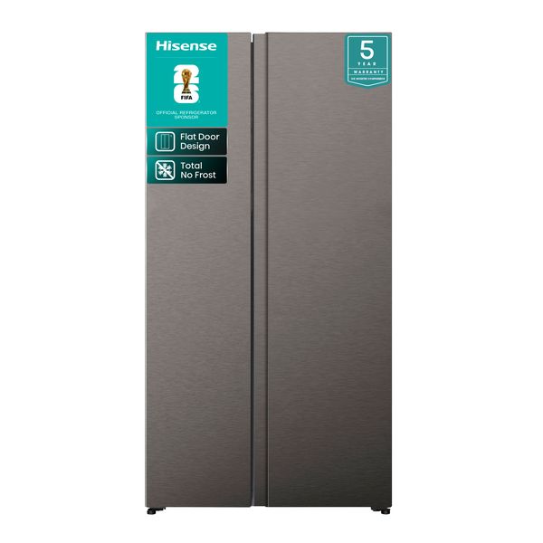 Hisense 543L Frost Free Side by Side Fridge Freezer PureFlat Stainless Steel