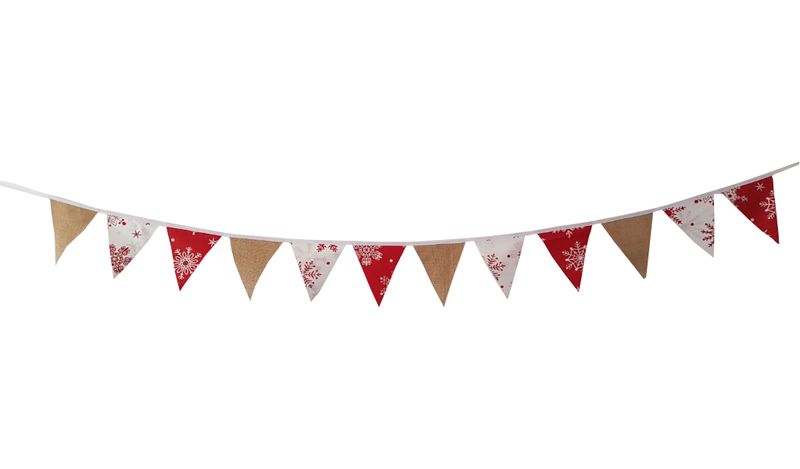 Christmas Bunting/Banner/Flag Red, White Hessian/Burlap