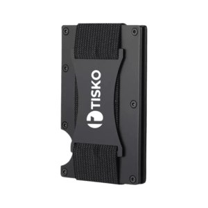 TISKO - Minimalist Slim RFID Blocking Wallet for Men with Cash Strap - Black