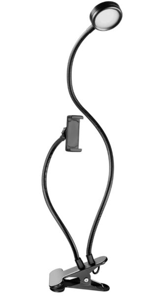 Killer Deals Lazy Bracket 2-in-1 Phone Holder &amp; Selfie Light Desk Clamp