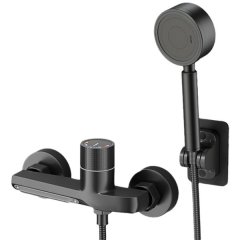 Single Knob Waterfall Bathtub Taps &amp; Hand Shower Set 1219 Black