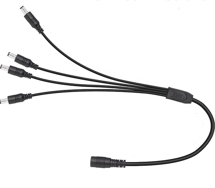 1 Female To 4 Male DC Power Y Splitter Cable Cord