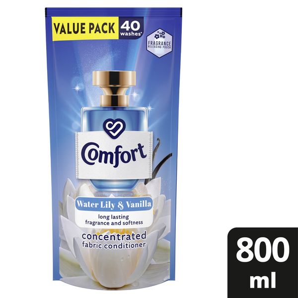 Comfort WaterLily&amp;Vanilla Concentrated Laundry Fabric Softener Refill 800ml