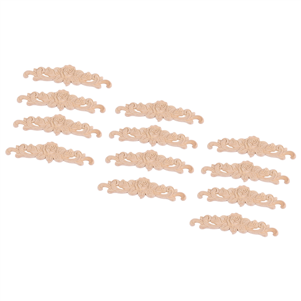 12Pcs 20 X 5Cm Rubber Wood Carved Long Onlay Applique