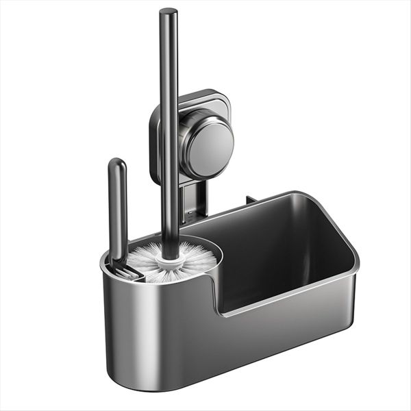 Toilet Brush Holder Set Drill-Free Bathroom Cleaner Wall-Mounted Angle Desi