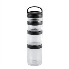 4 Stackable Snack Cups for School and Travel Transparent Black
