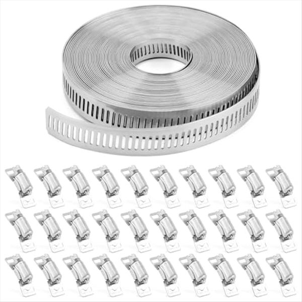 Hose Clamps Strapping+30 Fasteners Diy Stainless Steel Band Clamps