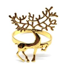 New Gold Deer-Shape Napkin Rings - Set of 12