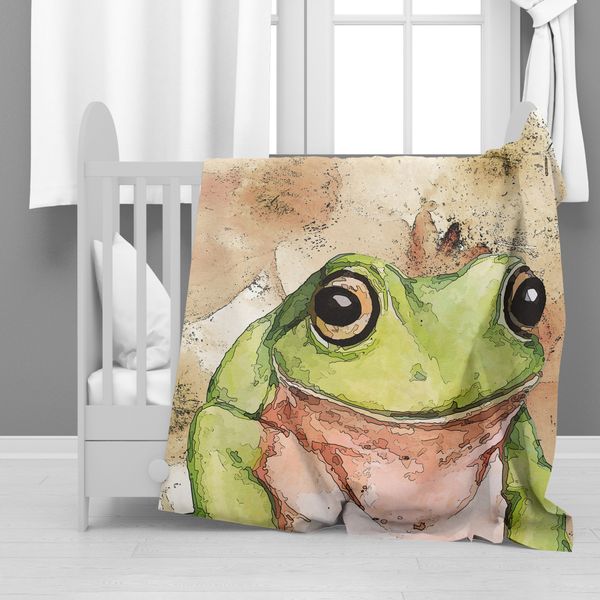 Water Painted Frog Minky Blanket