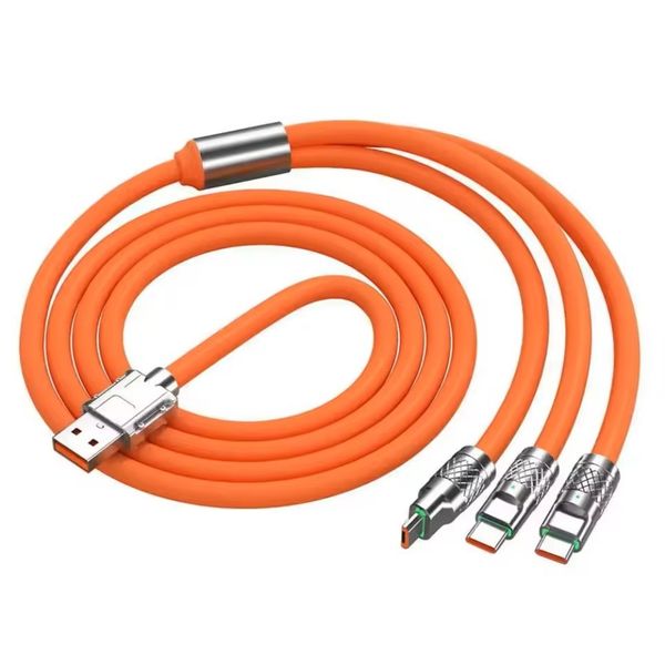 120W 3-in-1 Charging Cable (1.2m) - 6A Fast Charge, Compatible With Type-C/Apple/Android