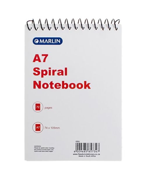 Bulk Pack 36 x Marlin A7 Spiral Bound Note Book 72-Page