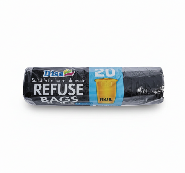 Disa Black Refuse Bags 20 Piece 750 x 950mm for Waste Disposal - 2 Pack