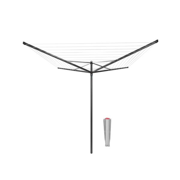 Brabantia Rotary Topspinner 50m with Metal Ground Spike, 45 mm, Anthracite