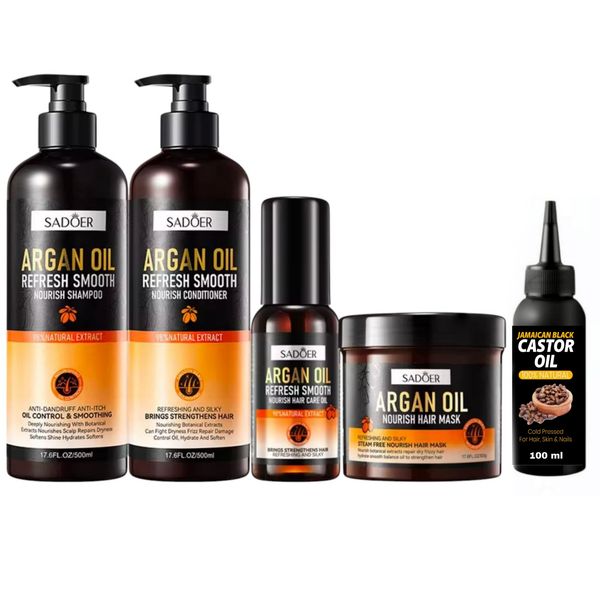 Argan Oil Hair Shampoo, Conditioner, Mask, Oil &amp; Jamaican Castor Oil