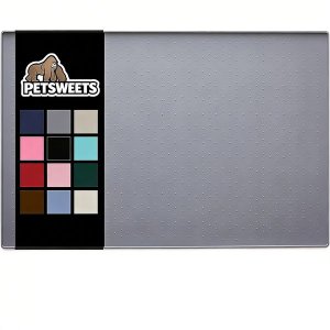 Grey Silicone Cat &amp; Dog Food Mat for Floors Waterproof - 48x30cm