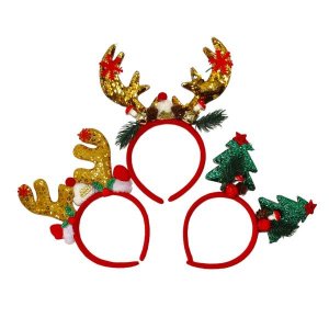 Set Of 3 - Christmas Themed Headband - Christmas Party Headwear for Kids