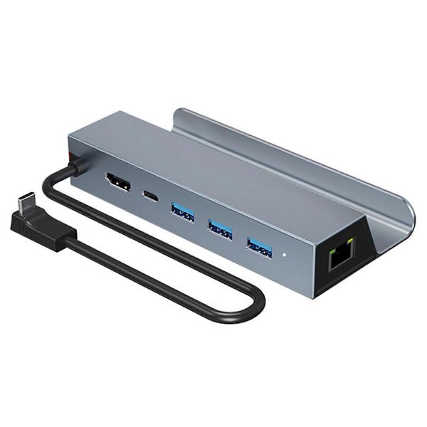 Docking Station For Steam Deck For Rog Ally Type-c To Hdmi-compatible 2.0 4k@60hz Gigabit Ethernet 3 Usb 3.0 Ports Pd 100w Fast Charging 6-in-1 Usb Do
