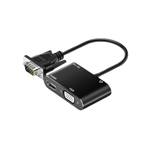 VGA to HDMI 1 In 2 Out Splitter Adapter Compatible with PC Laptop