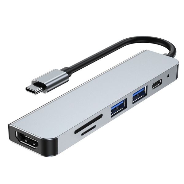 6-in-1 USB C Hub Adapter with 4K HDMI, PD Fast Charge
