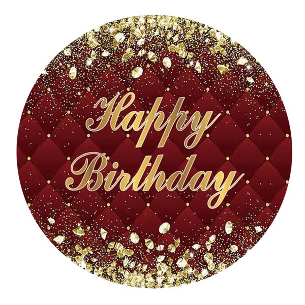 Happy Birthday Red Round Wooden Vinyl Signage 40CM