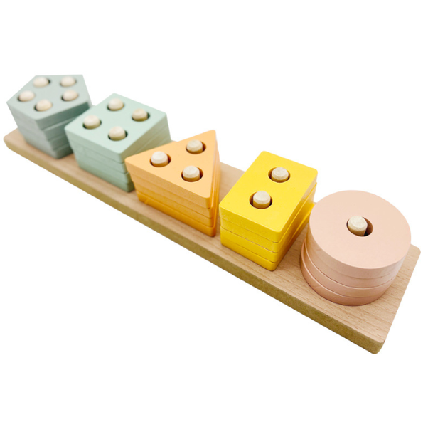 Wooden Educational Toys for Children, 5 Geometric Shapes