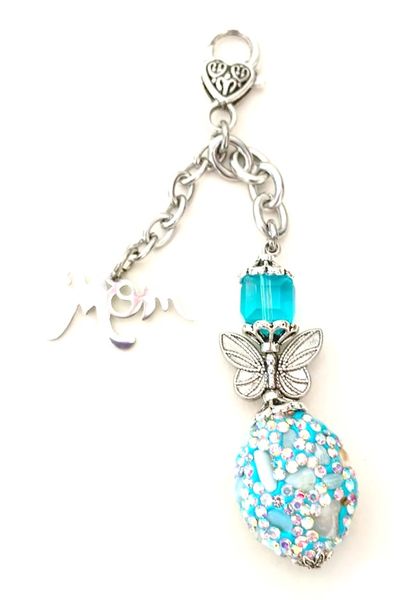 Mothers Day Gift - Handmade porcelain/ crystal butterfly - Turkoise