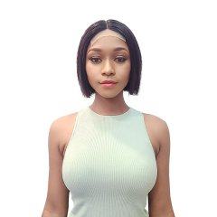 Brazilian/Peruvian Remy Hair Straight Short T-Part BOB 12-inch Lace Closure