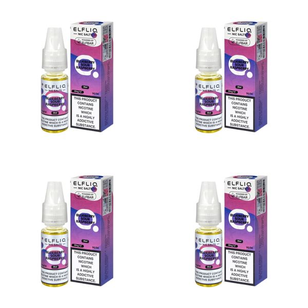 Elf Bar ELFLIQ E-Liquid 30ml Nic Salt 5% - Blue Sour Raspberry (Pack of 4)