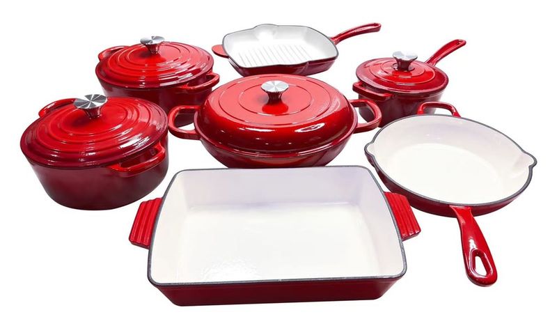 Premium Enamel Cast Iron Casserole Cookware Set 11-Piece