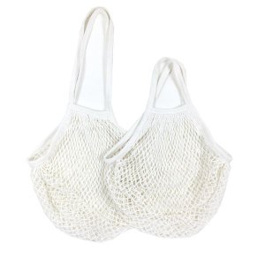 2 Piece Cotton String Net Bags Mesh Tote Reusable Washable