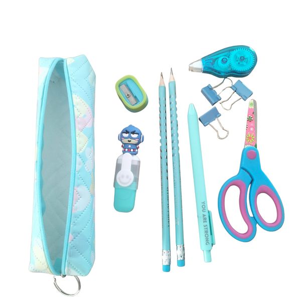 Stationary Pack Blue Pencil Case with Writing Essentials