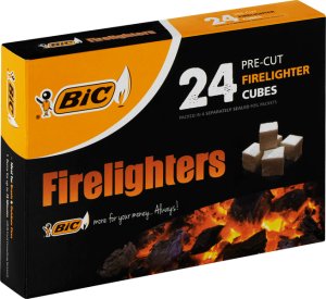 BIC Firelighters Pre-cut 24 Cubes, Safe and Easy to Use