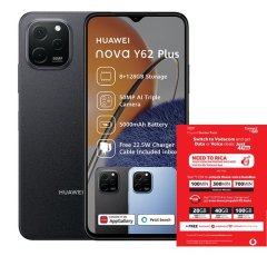 Huawei Nova Y62 Plus 128GB Dual Sim - Midnight Black + Vodacom SIM Card Pack