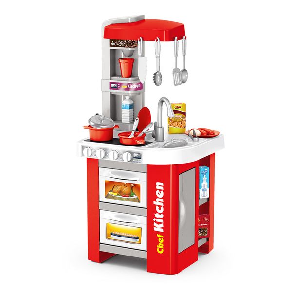 Red Pretend &amp; Play Kitchen Set with Light, Sound &amp; Effects - 49 Accessories