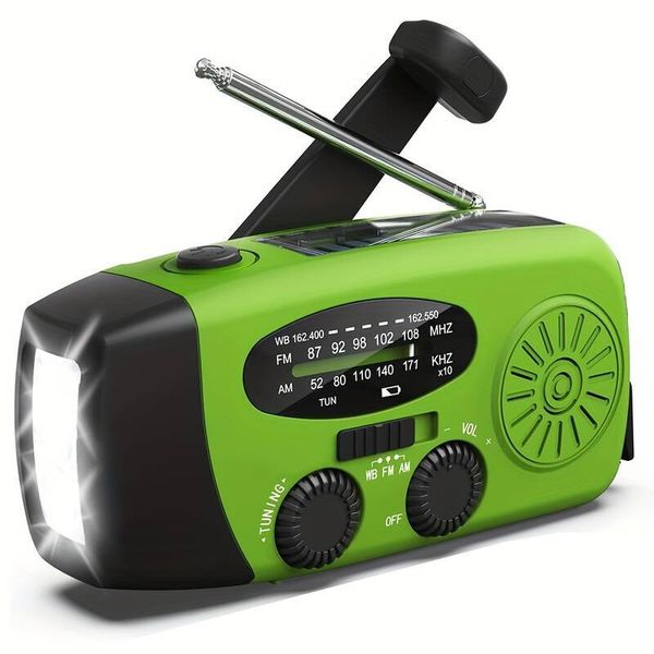 Emergency Radio AM FM WB with Flashlight Solar Hand Crank