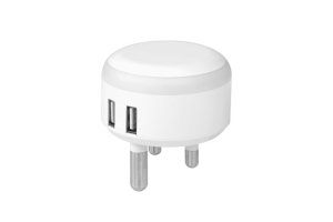 Whizzy Double USB Wall Charger With Light UC3A2 White
