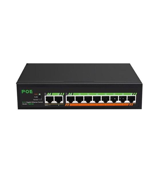 PowerTech 8+2 Ports Gigabit POE Uplink Unmanaged Ethernet Switch