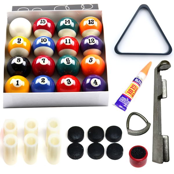 Pool &amp; Snooker Balls Triangle Pool Ball Rack Cue Tip Repair Kit Combo Pack