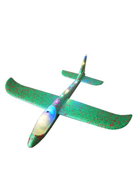 Glider Throw Foam Airplane Large Throwing Foam Plane with Lights - Green