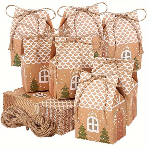 24 Christmas Cow Paper Gift Boxes, Mini Party Favor Bags