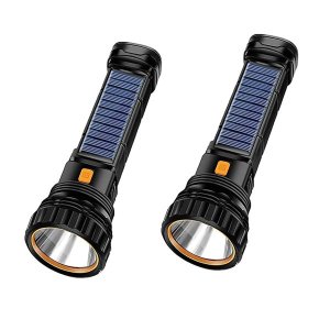 2Piece Solar Flashlights Multi Function Rechargeable Hiking LED Flashlight