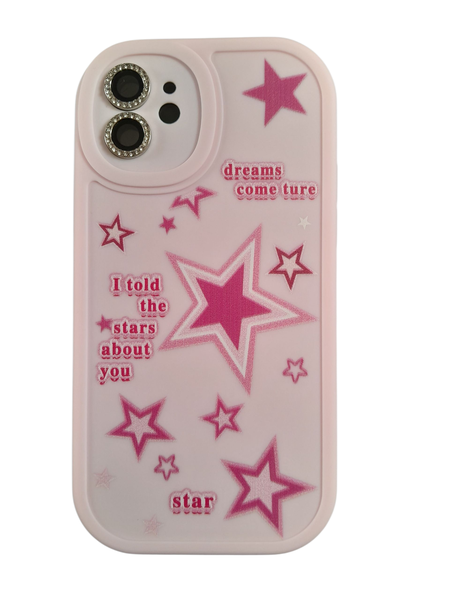 Star Pattern Phone Case- Pink Compatible With iPhone 12
