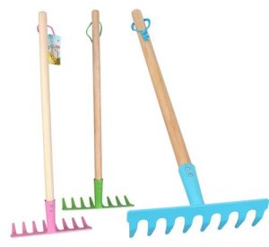 Bulk Pack 4x "Garden Monsters" Kids Metal Rake Assorted Colours