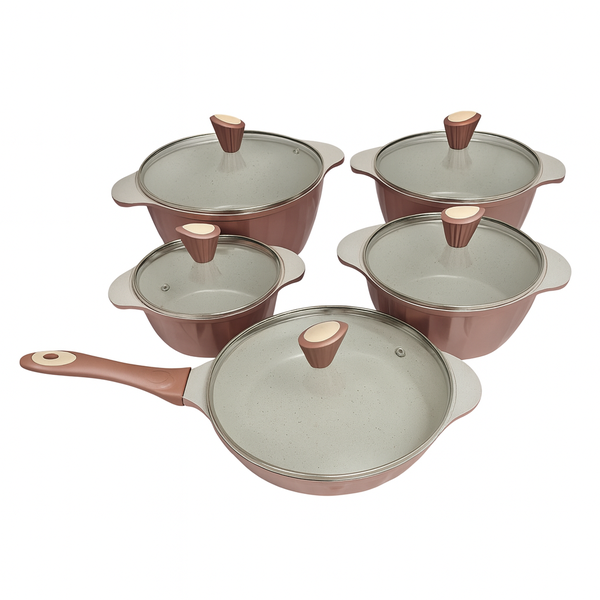 Pink Cast Iron Round Pot Set