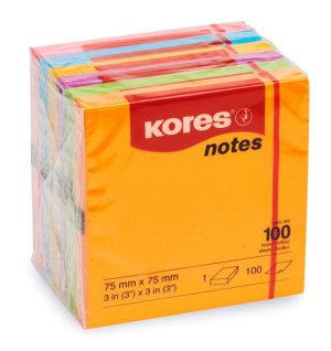 Kores Notes, 75 x 75mm, 500 Sheets, Assorted Neon Colours